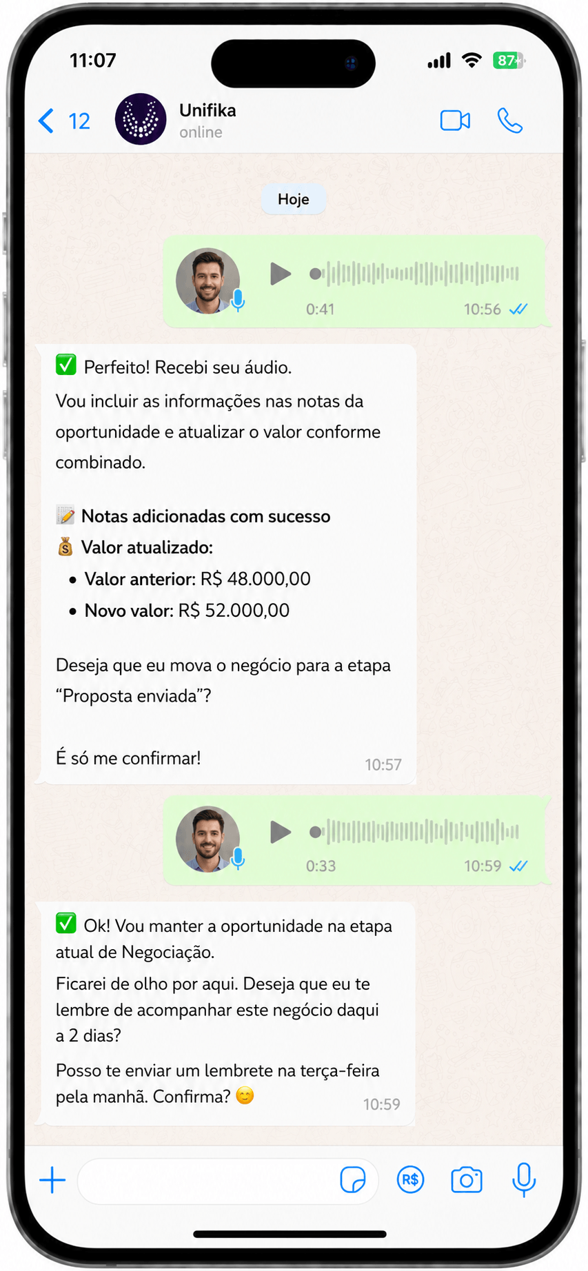 Área reservada para mockup vertical do WhatsApp